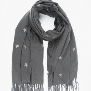 Glitter Star Scarf - Grey